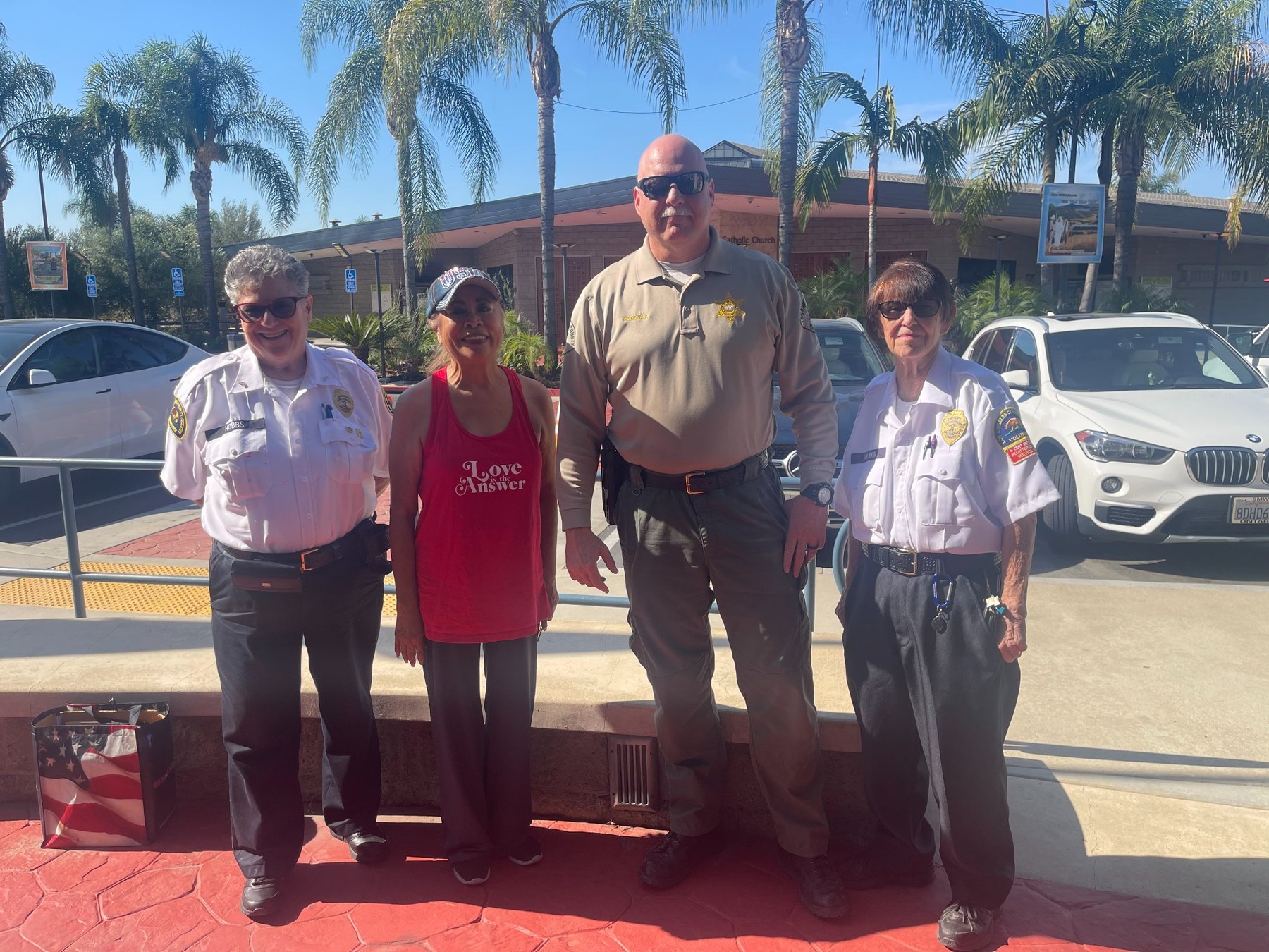 Community members gathered with local public-safety representatives.